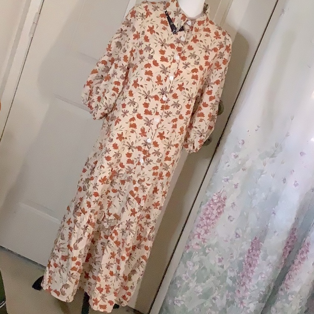 New, never use Puffy long dress Floral fall color